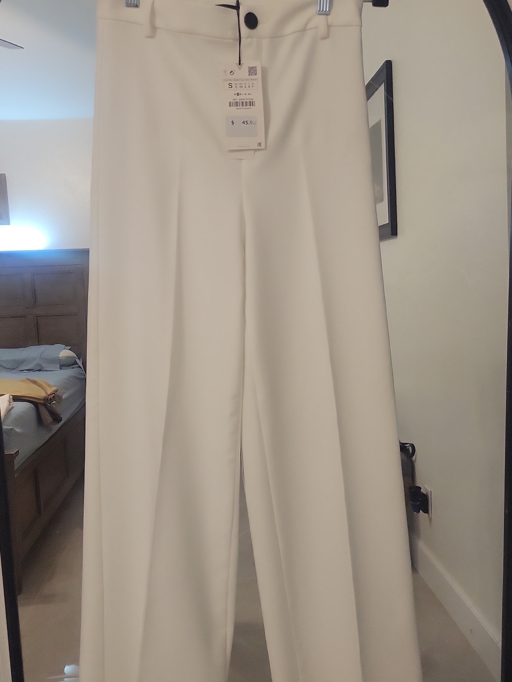 Zara Cream Wide-Leg High-Waist Pants - Picture 2 of 4